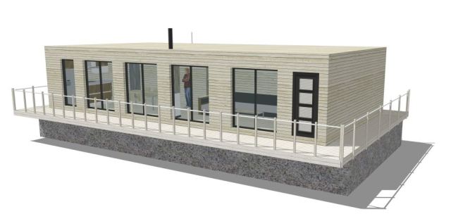 модульный плавучий дом на бетонных понтонах
